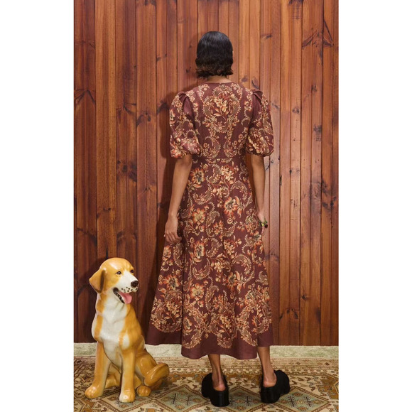 Alemais Seraphina printed linen midi dress US 8 - Picture 4 of 11